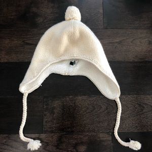 J Crew knit fleece lined white trapper hat